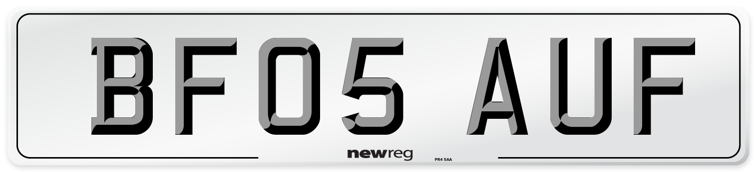 BF05 AUF Number Plate from New Reg
